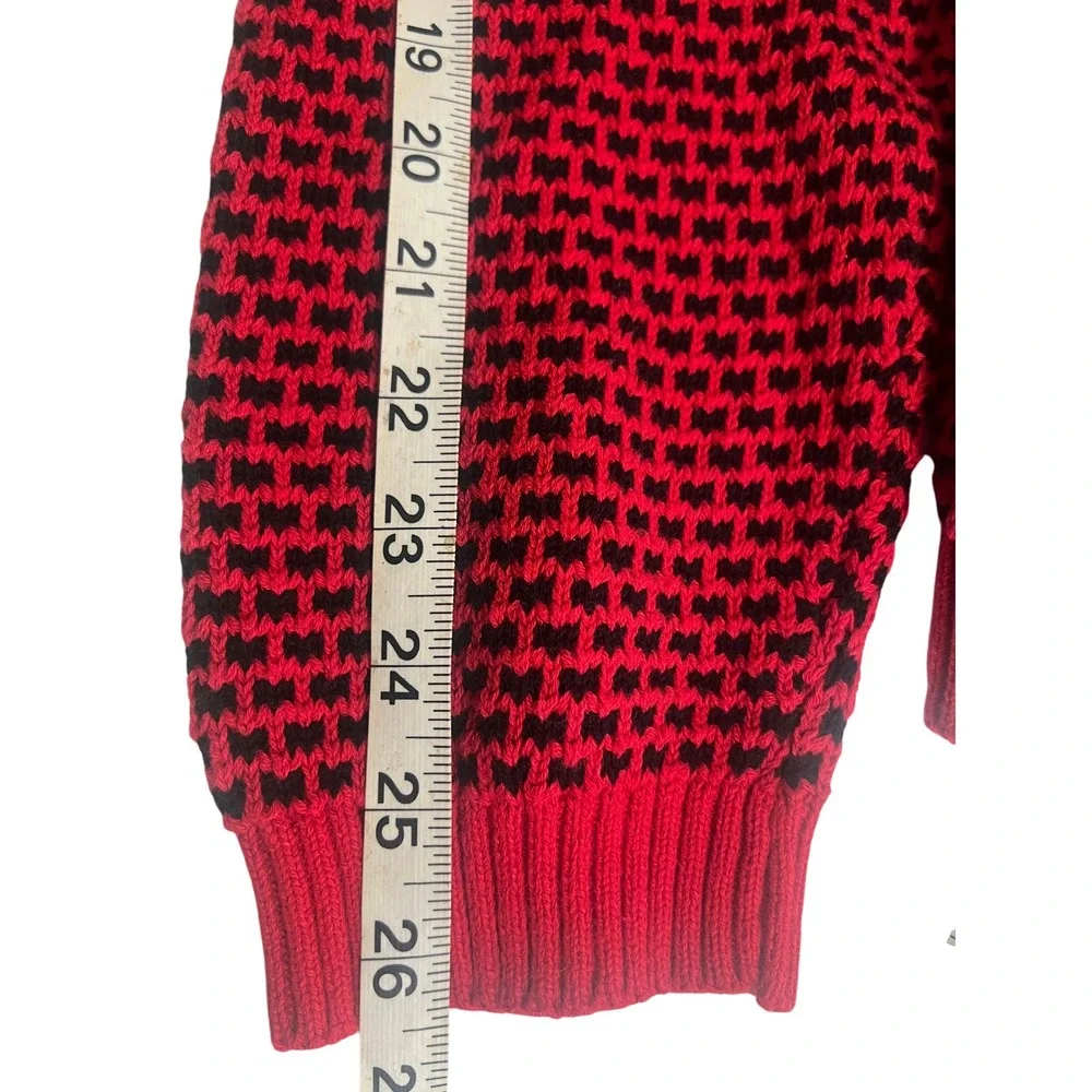 Karen Scott‎ Red Black Houndstooth Knit V-Neck Sweater Pullover Size 0X NWOT